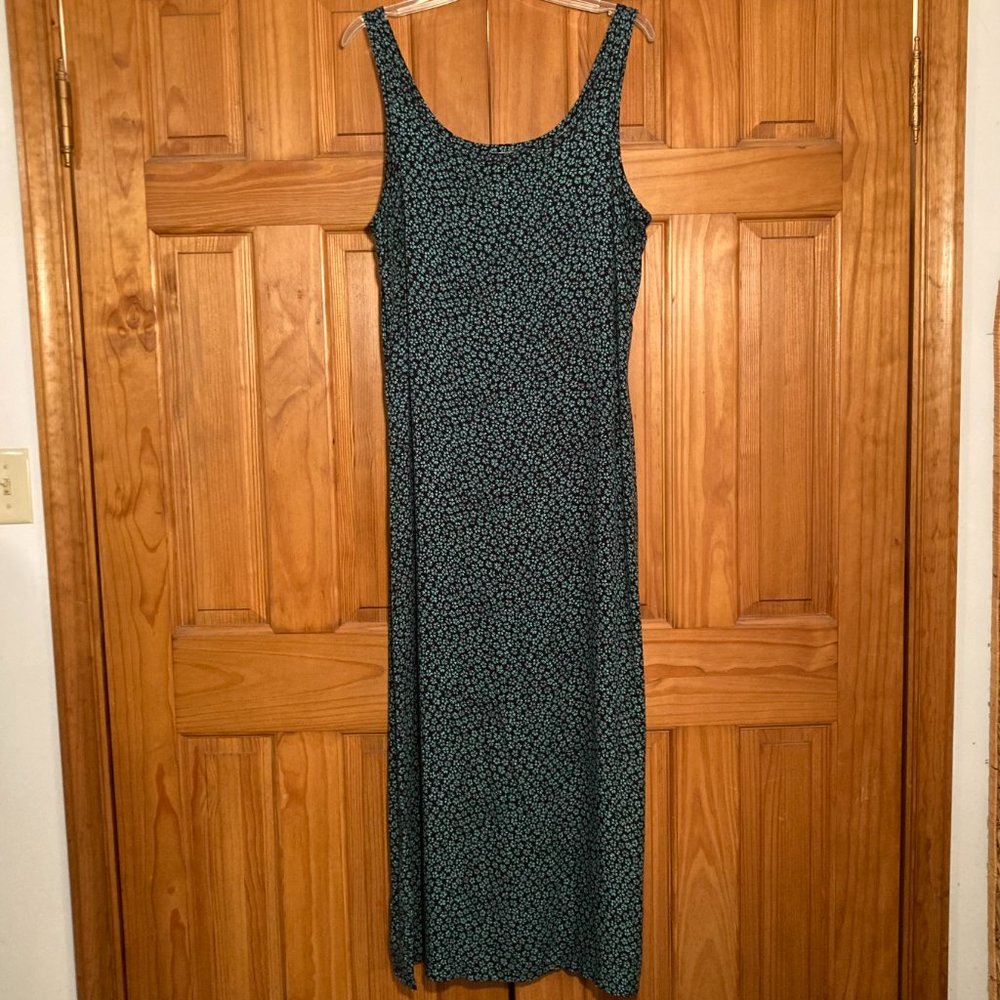 NWT Vintage 90s Sleeveless Dress Maxi Green Black Size XL